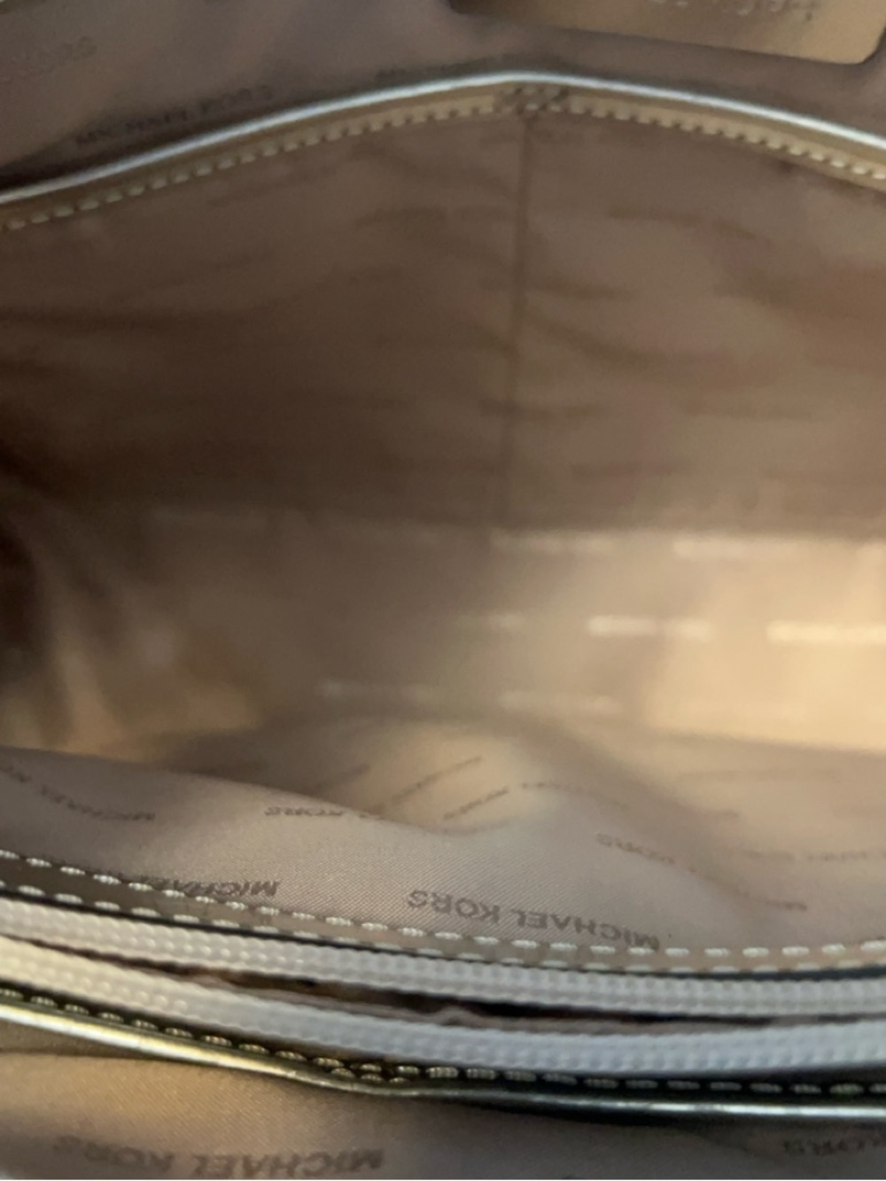 Michael Kors Metallic Silver Quilted Tote with MK Charm - Picture 10 of 15